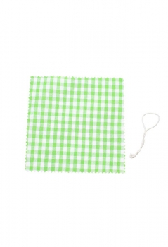 Deckchen 120mm hellgrün/weiss kariert quadratisch, Stoff inkl. Textilschlaufe natur